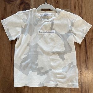 Dolce and Gabbana white and tan camo shirt